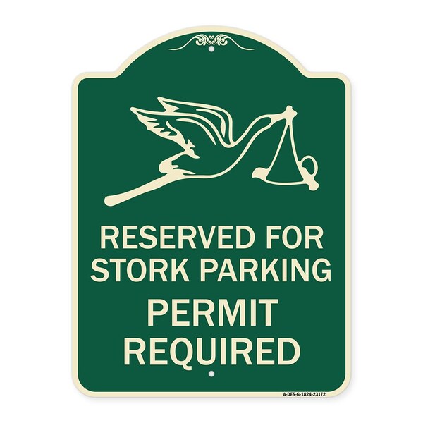 Reserved for Stork Parking Permit Required W/ Graphic Heavy-Gauge Alum Sign, 24" x 18", G-1824-23172